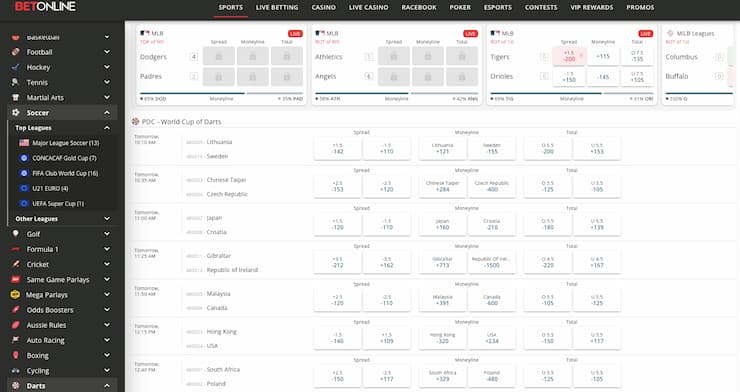 Inside look at BetOnline — a trusted name for betting on darts.